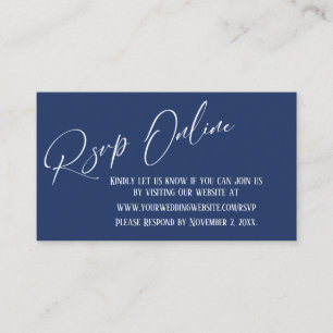 Carte D'accompagnement Marine Blue Wedding RSVP Online Élégante écriture