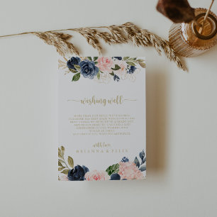 Carte D'accompagnement Marine Blush Floral Gold Mariage Wishing well