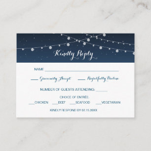 Carte D'accompagnement Marine Céleste Bleu étoile Nuit Mariage RSVP