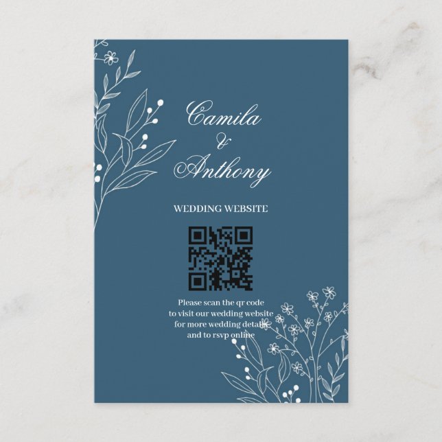 Carte D'accompagnement Marine Corner Floral Boho Mariage (Devant)