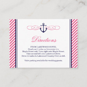 Carte D'accompagnement Marine et rose Ancre nautique Mariage Insertion Ca