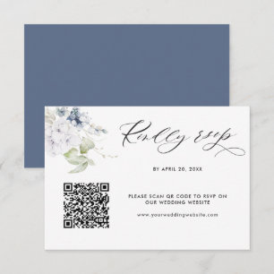 Carte D'accompagnement Marine Floral Wedding Rsvp Online avec Scan QR Cod