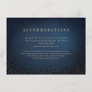 Carte D'accompagnement Marine & Gold Parties scintillant Logements Mariag