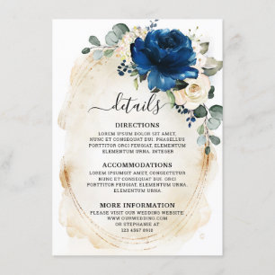 Carte D'accompagnement Marine Gold White Champagne Détails sur les Roses