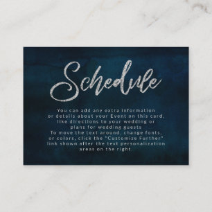 Carte D'accompagnement Marine Luster Dark Blue Silver Calendrier Mariage