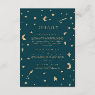 Carte D'accompagnement Marine Mystical Gold Stars Moon Détails du Mariage