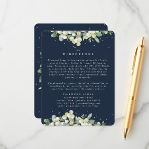 Carte D'accompagnement Marine Noire Snowberry+Eucalyptus Directions Bords