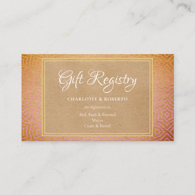 Carte D'accompagnement Marocaine Désert Chic Mariage Registre Cadeau (Devant)