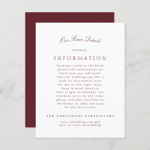 Carte D'accompagnement Maroon Burgundy Classic Élégant Mariage formel