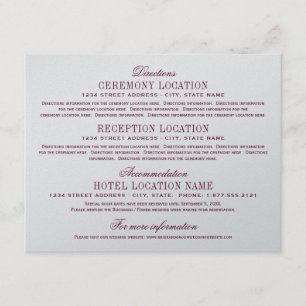 Carte D'accompagnement Maroon Red Elegant Mariage Information