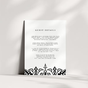 Carte D'accompagnement Marrakesh Wedding Guest Details Card   Black