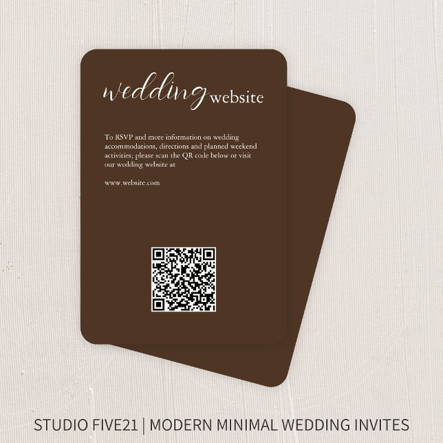 Carte D'accompagnement Marron Chocolat • Mariage Moderne Élégant (Créateur téléchargé)