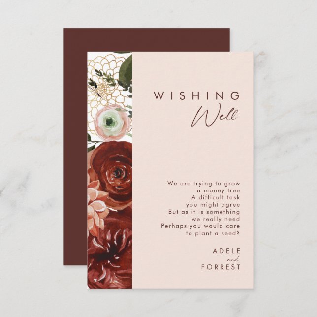 Carte D'accompagnement Marsala Autumn Floral | Blush Mariage (Devant / Derrière)