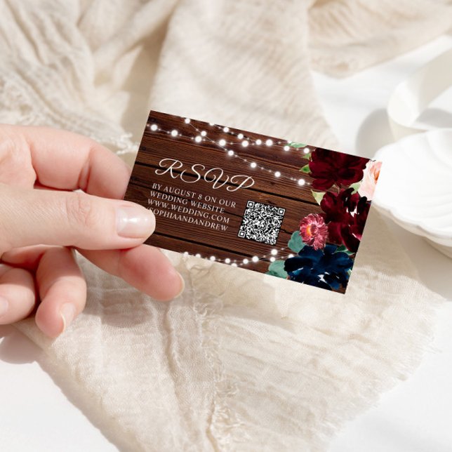 Carte D'accompagnement Marsala et les fleurs de marine Mariage rustique Q (Créateur téléchargé)