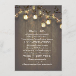 Carte D'accompagnement Mason Jars Lights Rustic Mariage campagnard Détail