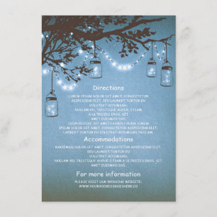 Carte D'accompagnement mason jars lucioles information mariage insérer