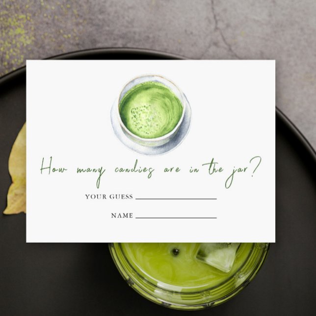 Carte D'accompagnement Matcha Latte Baby shower Combien de bonbons (Créateur téléchargé)