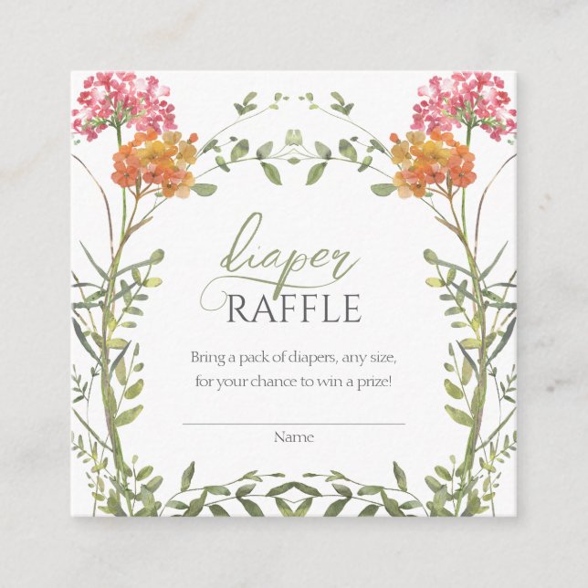 Carte D'accompagnement Meadow Flowers Baby Shower Diaper Raffle (Devant)