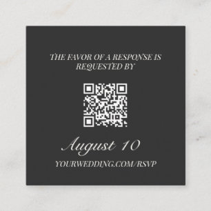 Carte D'accompagnement Médaillon illustré de code QR pour RSVP de mariage