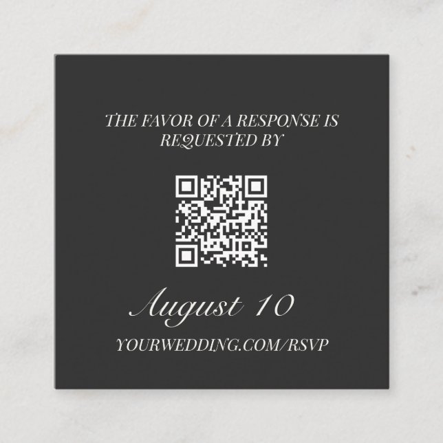 Carte D'accompagnement Médaillon illustré de code QR pour RSVP de mariage (Devant)