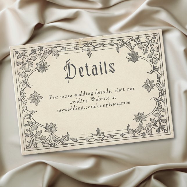 Carte D'accompagnement Medieval Fantasy Vintage Black Etching Wedding (Medieval Fantasy Vintage Black Etching Wedding Enclosure Card)