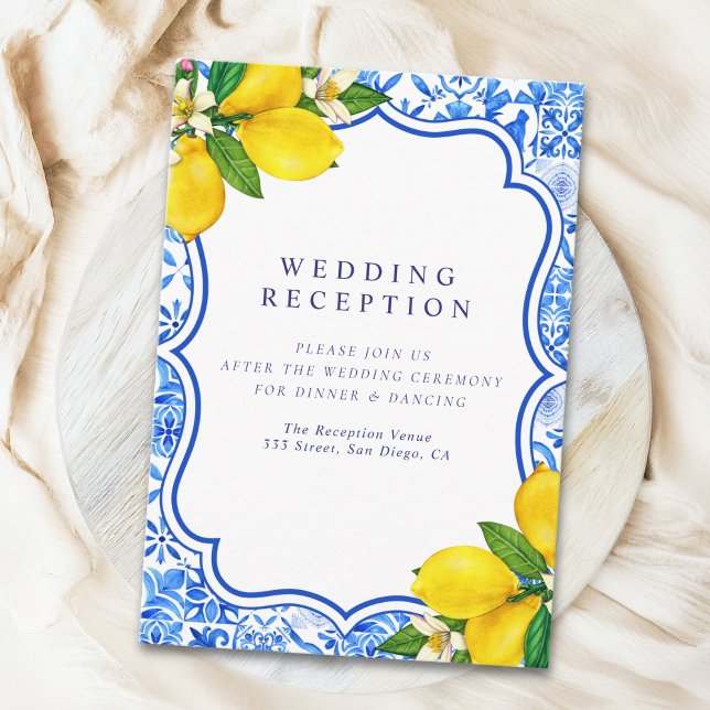 Carte D'accompagnement Mediterranean Tiles -Summer Wedding with Lemons (Créateur téléchargé)