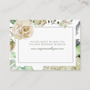 Carte D'accompagnement Megan White Roses Verdure Site Mariage RSVP