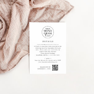 Carte D'accompagnement MEGHAN Monogramme noir blanc Mariage unique Détail