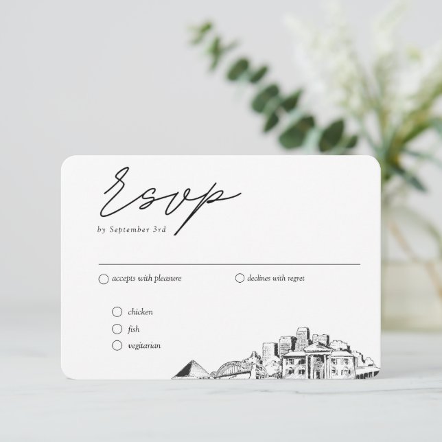 Carte D'accompagnement Memphis Mariage traditionnel RSVP Options de repas (Debout devant)