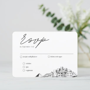 Carte D'accompagnement Memphis Mariage traditionnel RSVP Options de repas