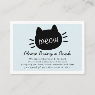 Carte D'accompagnement Meow Black Cat Face Bleu Baby shower Demande de ré