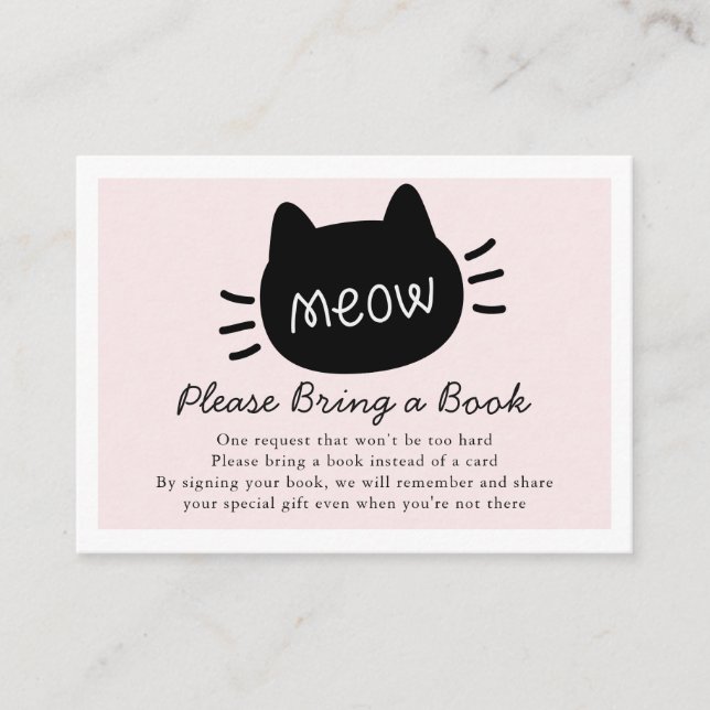 Carte D'accompagnement Meow Black Cat Face Rose Baby shower Demande de ré (Devant)