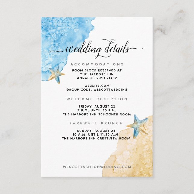 Carte D'accompagnement Mer côtière moderne et plage de sable Détails de m (Devant)