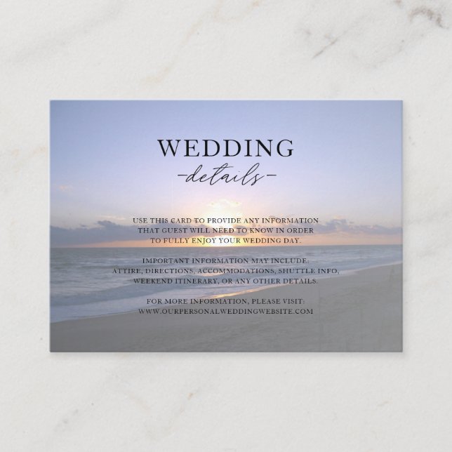 Carte D'accompagnement Mer d'amour | Beach Sunset Starfish Mariage (Devant)