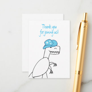 Carte D'accompagnement Merci Anniversaire de enfant Cowboy Trex Dinosaur