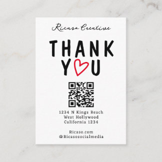 Carte D'accompagnement Merci avec coeur d'amour et code QR