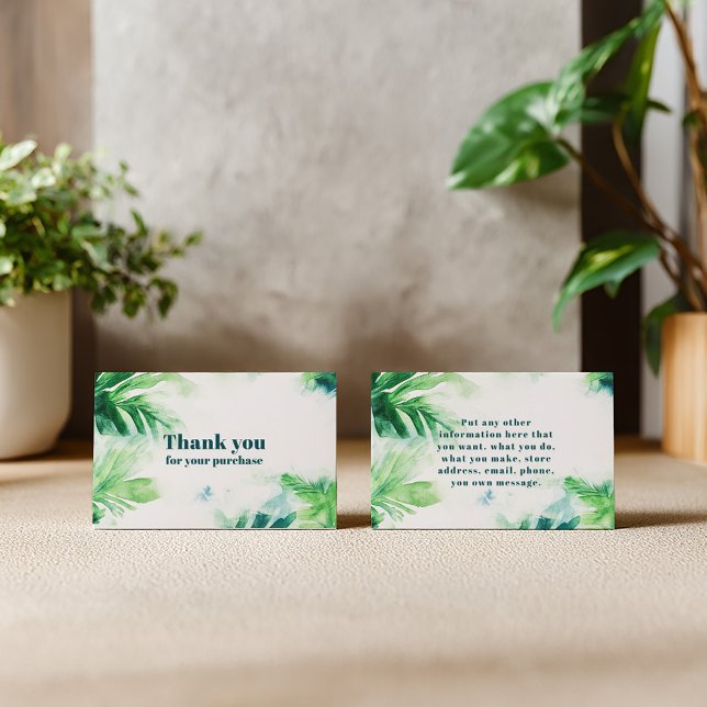 Carte D'accompagnement Merci botanique de verdure tropicale (Tropical green leaves thank you for your purchase insert card)