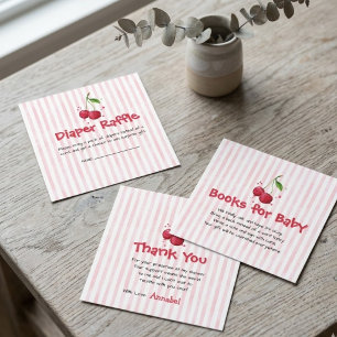 Carte D'accompagnement Merci Cerise Aquarelle Rose