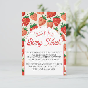 Carte D'accompagnement Merci de Baby shower Berry Sweet Strawberry