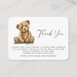 Carte D'accompagnement Merci de Baby shower d'ours en peluche