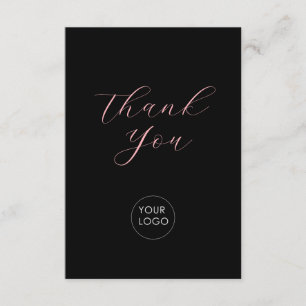 Carte D'accompagnement Merci de script du logo de l'entreprise rose noire