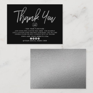 Carte D'accompagnement Merci d'entreprise moderne Silver Foil