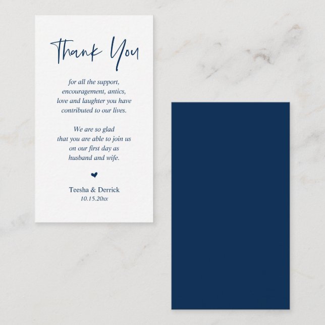 Carte D'accompagnement Merci mariage, boîtier de script simple moderne (Devant / Derrière)