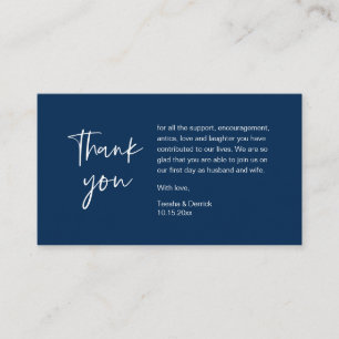 Carte D'accompagnement Merci mariage pour sa participation, Classy Navy B