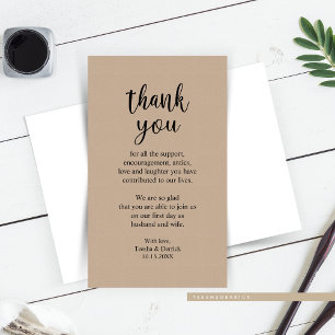 Carte D'accompagnement Merci mariage, Russe moderne Brown Kraft Enclo