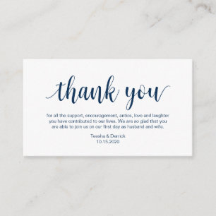 Carte D'accompagnement Merci mariage, Script bleu marine moderne