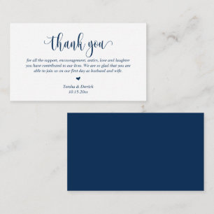 Carte D'accompagnement Merci mariage, Script moderne, Bleu de marine clas