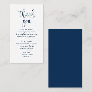 Carte D'accompagnement Merci mariage, Script moderne, Bleu de marine clas
