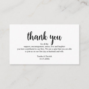 Carte D'accompagnement Merci mariage, Script Rustique Simple Moderne
