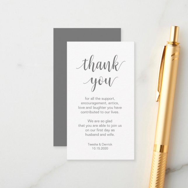 Carte D'accompagnement Merci mariage, Script simple moderne (Devant/Arrière en situation)